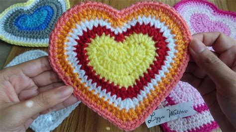 Part 2 Crochet Big Multicolored Heart Applique | Crochet, Crochet stitches video, Applique