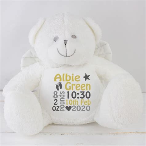 Personalised White Angel Teddy Bear | Heavensent Baby Gifts