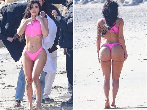 Kim Kardashian Wears Pink Bikini for Beach Photo Shoot