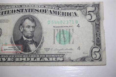 1950 $5 Federal Reserve Note. Cleveland, Usa. Five Dollar Bill Old Fiver Still