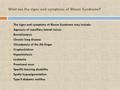 PPT - Bloom Syndrome PowerPoint Presentation, free download - ID:7929298