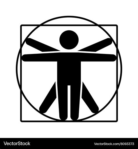 Leonardo da vinci vitruvian man sign logo stick Vector Image