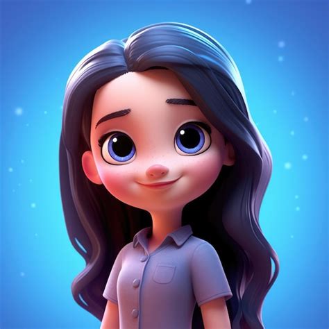 Premium Photo | Cute girl 3D character design cartoon girl avatar