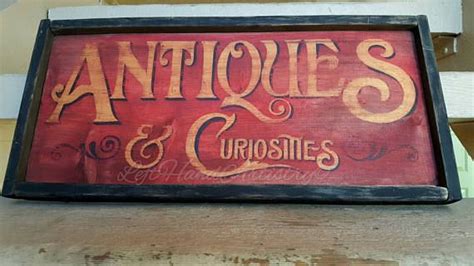 FREE-HANDED Wood Antiques & Curiosities sign! Vintage. Antique ...