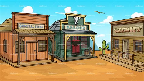 Wild West Town Background Cartoon Clipart Vector - FriendlyStock