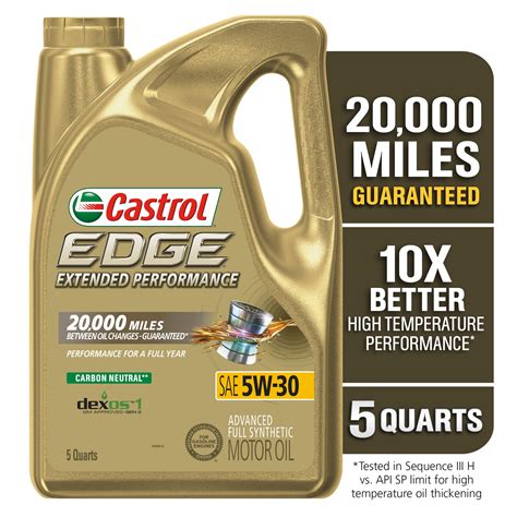 Castrol EDGE Extended Performance 5W-30 Advanced Full Synthetic Motor Oil, 5 Quarts | SwedeSpeed ...