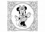 Pretty Minnie In A Flowery Setting  Mouse Coloring Pages For Kids sketch template