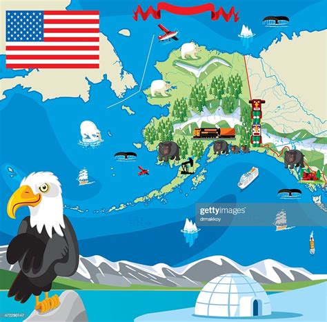 Cartoon Map Of Alaska High-Res Vector Graphic - Getty Images