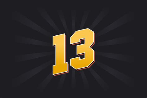 Number 13 vector font alphabet. Yellow 13 number with black background ...