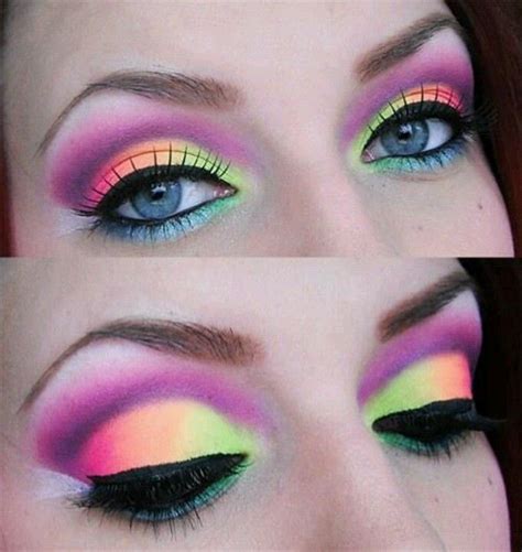 Neon look | Rave makeup, Eye makeup, 80s makeup