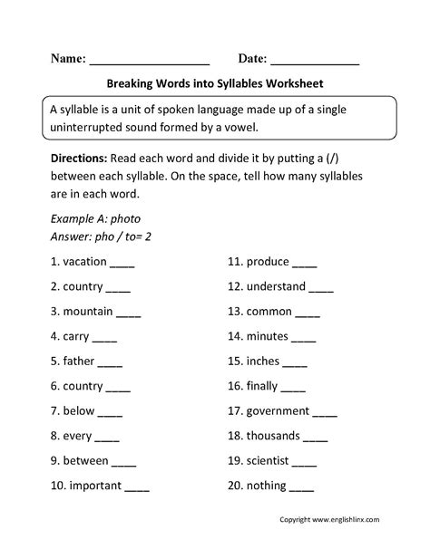 Syllabication Worksheets Pdf — db-excel.com