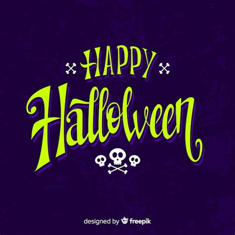 Free Vector | Happy halloween calligraphy with skulls