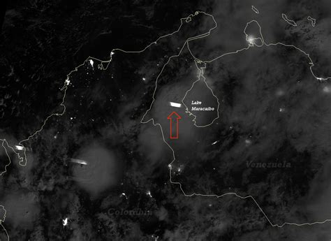 VIIRS Day/Night Band image of thunderstorms near Lake Maracaibo ...