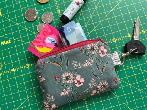 Sage Green Flowered Coin-pouch Coin Purse Mini Wallet Keychain Small ...