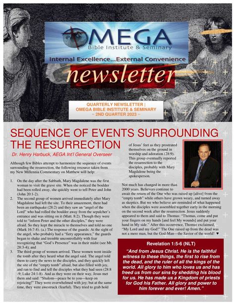 Newsletters - Omega Bible Institute & Seminary