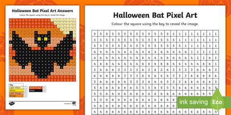 FREE! - Halloween Bat Pixel Art Template | Twinkl | Halloween | KS1