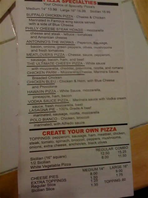 Antonino's Pizza Menu, Menu untuk Antonino's Pizza, Camden County ...