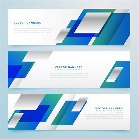 business style geometric banners and headers in blue color - Download Free Vector Art, Stock ...