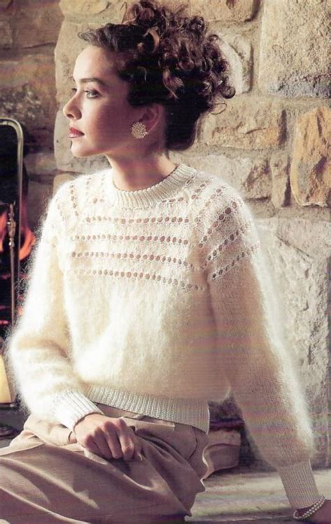 Knitting Pattern Ladies Jumper Lovely Soft Mohair Eyelet Detail 1940 Style