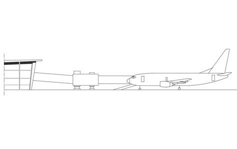 Airport runway with parked airplane elevation cad drawing details dwg ...