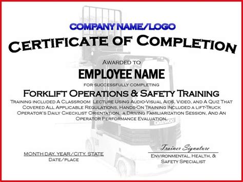 Osha Forklift Certification Online Free Forklift Certificate Intended ...