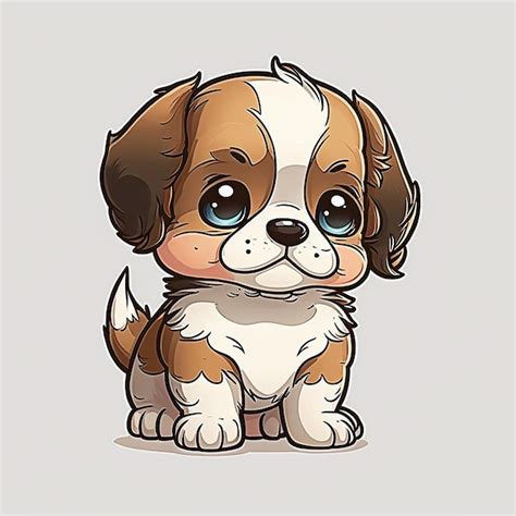 Premium Photo | A cartoon drawing of a puppy with big eyes.