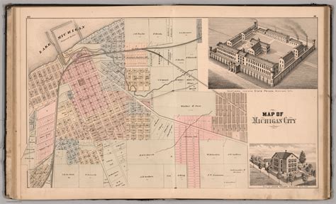 Map of Michigan City. View: State Prison. Residence of Jacob Weiler, Laporte County, Indiana ...