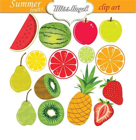 Summer Fruits Clip art Summer fruits. Digital fresh fruit. | Summer ...