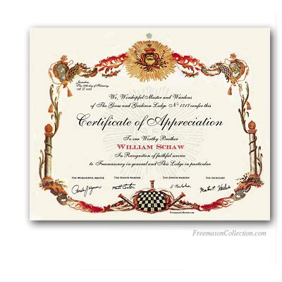 Masonic Certificate Template Free | Card Template