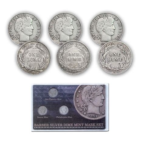 Barber Silver Dime Mint Mark Set - The Patriotic Mint