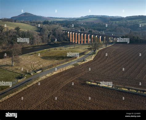 Aerial view to the site of Trimontium Roman fort complex by Newstead in ...