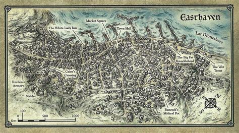 Fantasy Map of Easthaven, Ten Towns of Icewind Dale