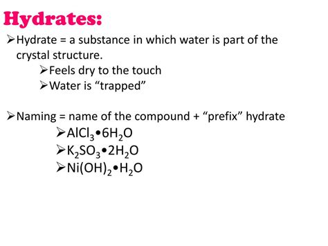 What Are Some Examples Of Hydrates