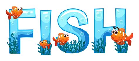 Font design for word fish 448036 Vector Art at Vecteezy