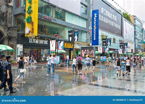 Commercial area editorial stock photo. Image of walk - 20608673