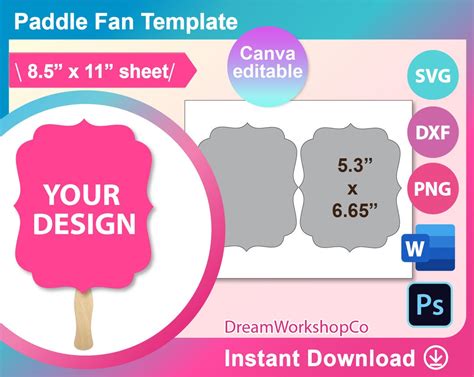 Paddle Fan Template Canva PSD PNG and SVG Microsoft Word - Etsy