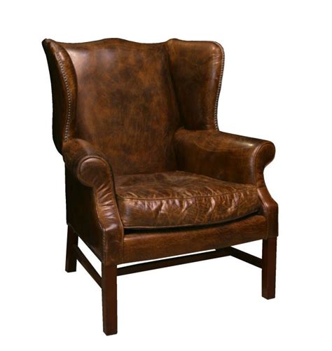 Impressive Distressed Leather Wing Back Chair | From a unique collection of antique and modern ...