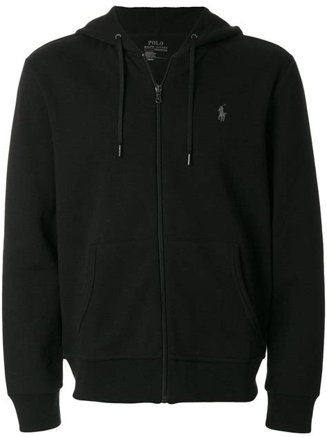 Polo Ralph Lauren Cotton Zip Up Hoodie in Black for Men - Lyst