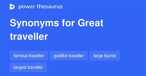 Great Traveller synonyms - 10 Words and Phrases for Great Traveller