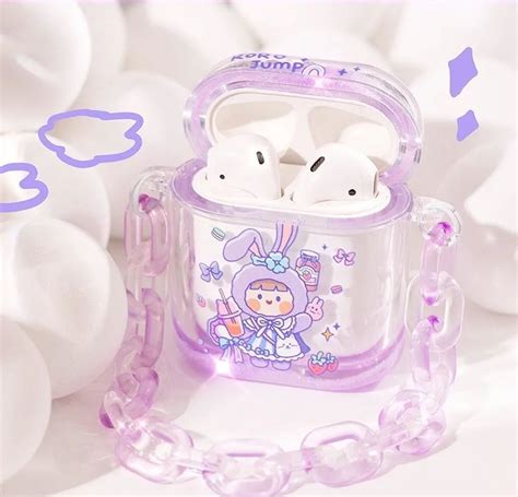 Cute Airpods Case with Keychain | Lavender Girl Bora Sparkly Sling ...