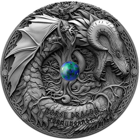 2019 Niue 2 Ounce Norse Dragon Jormungandr High Relief Antique Finish ...