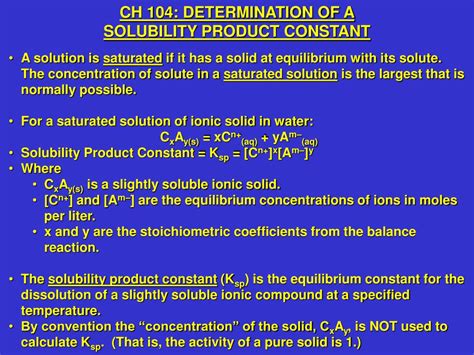 PPT - CH 104: DETERMINATION OF A SOLUBILITY PRODUCT CONSTANT PowerPoint ...