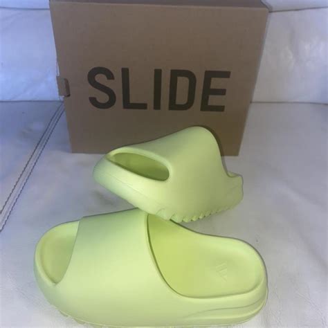 YEEZY slide, Glow Green, SIZE 5 UK. Brand new, never... - Depop