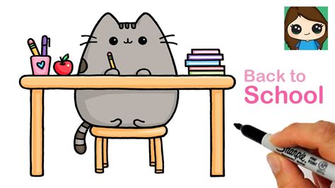 How to Draw Back to School Pusheen Cat - YouTube