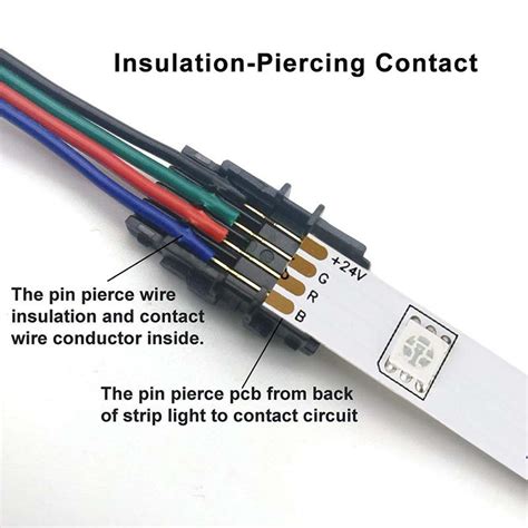 4Pin 10mm RGB Light Strip LED Connector - Strip to Wire Type