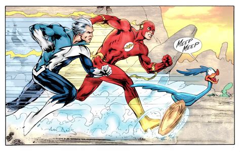 mostly comic art — Quicksilver vs. The Flash vs. The Road Runner by... Marvel Vs Dc, Marvel ...