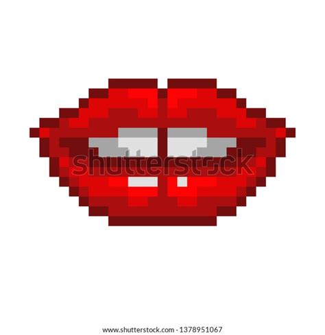 Pixel Art Lips: vector de stock (libre de regalías) 1378951067 | Shutterstock