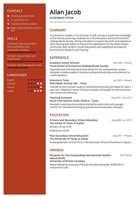 Economics Tutor Resume Sample in 2024 - ResumeKraft