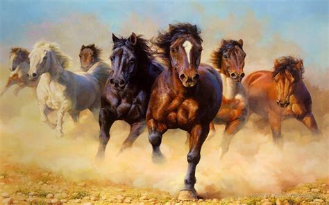 Animals Wild Horses Galloping Hd Wallpaper 3840x2400 : Wallpapers13.com