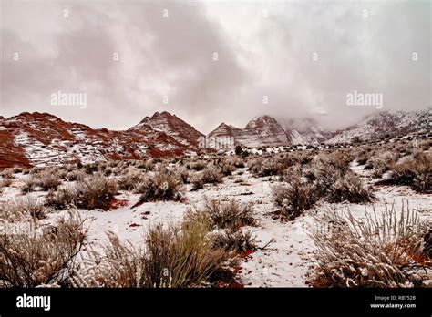 The Buttes In Winter with snow and storm Stock Photo - Alamy